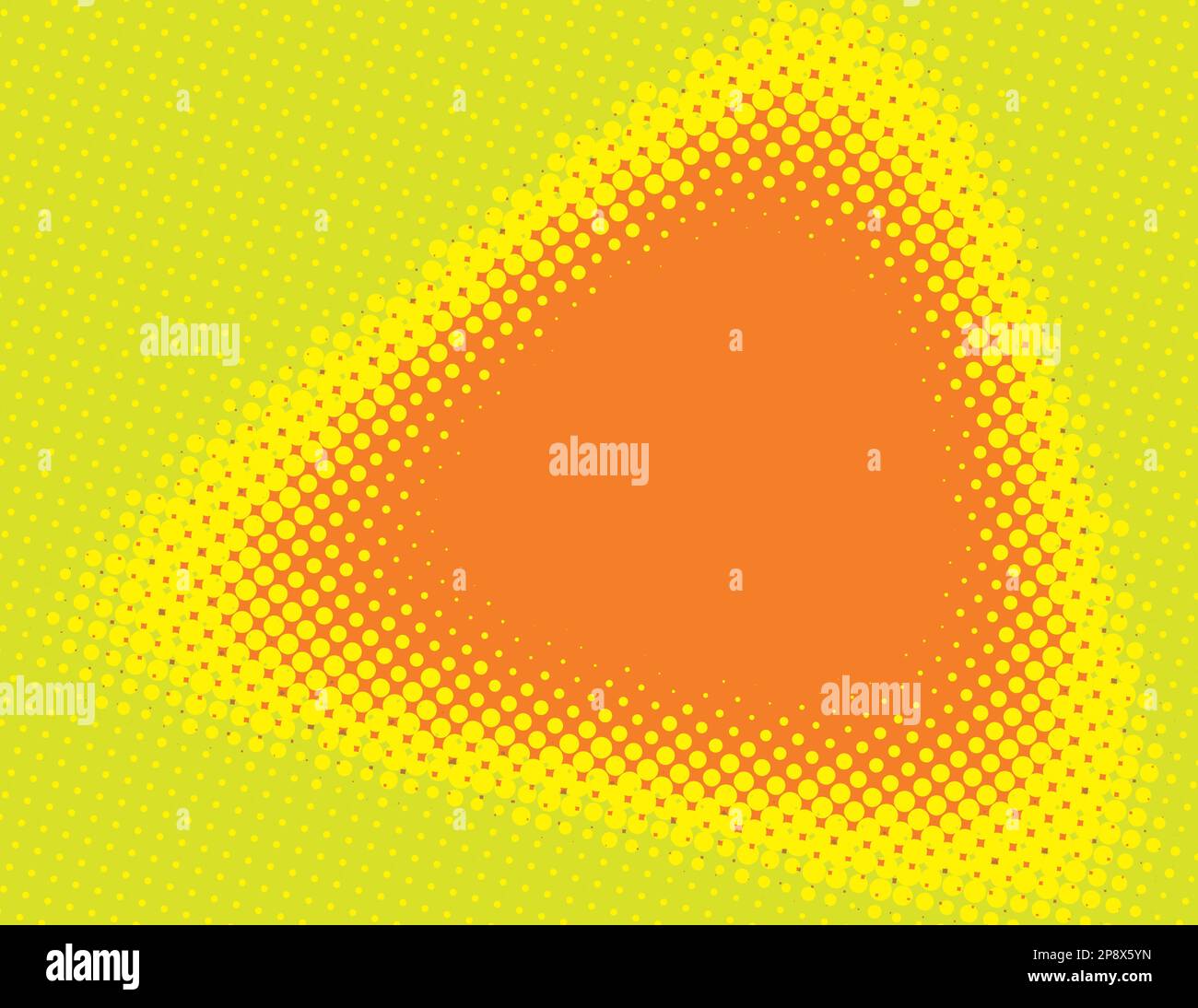 Abstract halftone reddish orange spot with yellow border on pear color