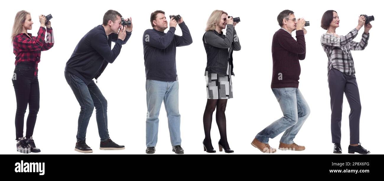 collage of group of photographers in profile isolated Stock Photo Alamy