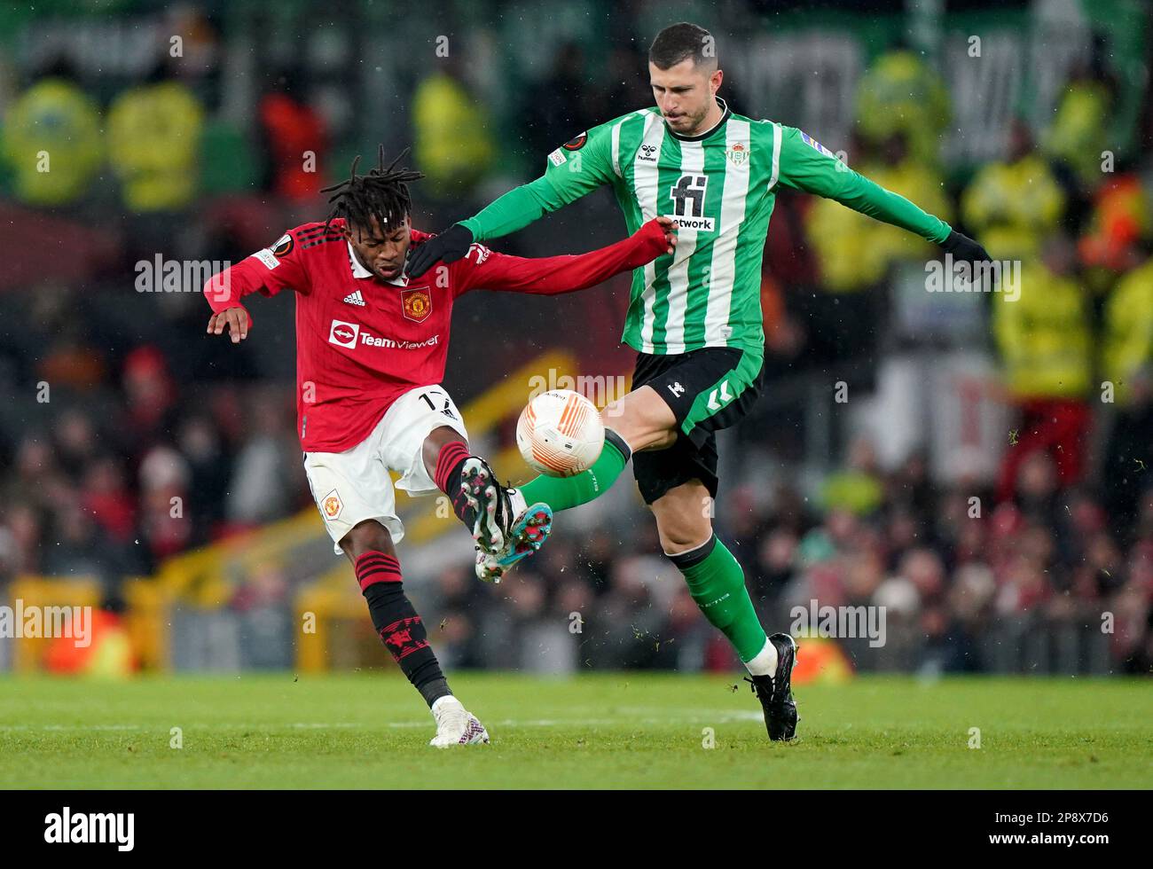 Manchester United's Fred battles with Real Betis’ Guido Rodríguez