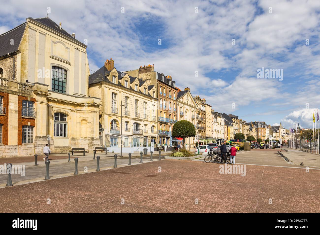 Dieppe, France - September 29, 2022: promenade at the harbor of Dieppe, with unidentified people. Dieppe is a seaport on the English Channel at the mo Stock Photo