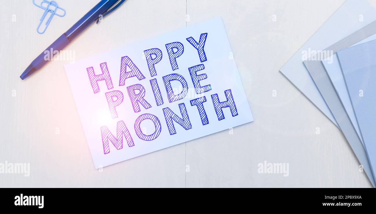 Writing displaying text Happy Pride Month. Concept meaning period of ...