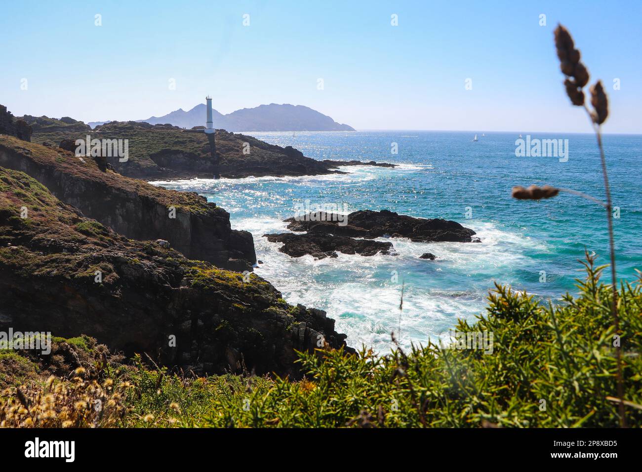 Cabo Home cliffs in Rias Baixas, Galicia, Spain Stock Photo