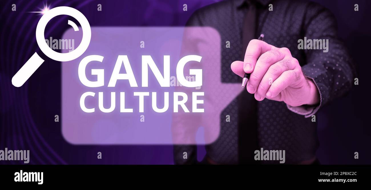 Conceptual caption Gang Culture. Word for particular organization of criminals or group of gangsters that follow ones habits Stock Photo