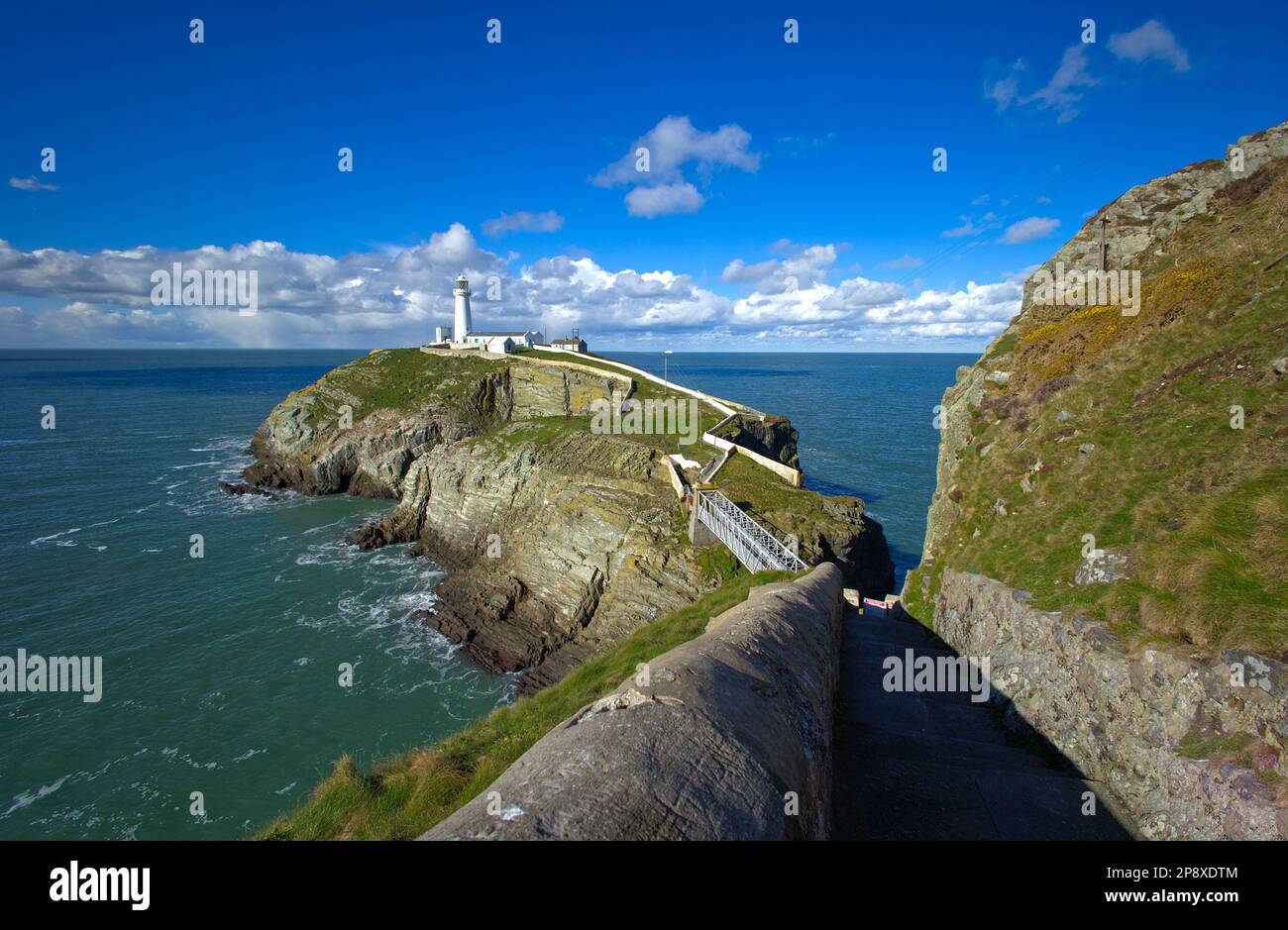 Images from the Wales Coast Path, South Stack lighthouse, Holyhead mountain at Holy Island, North Wales Stock Photo