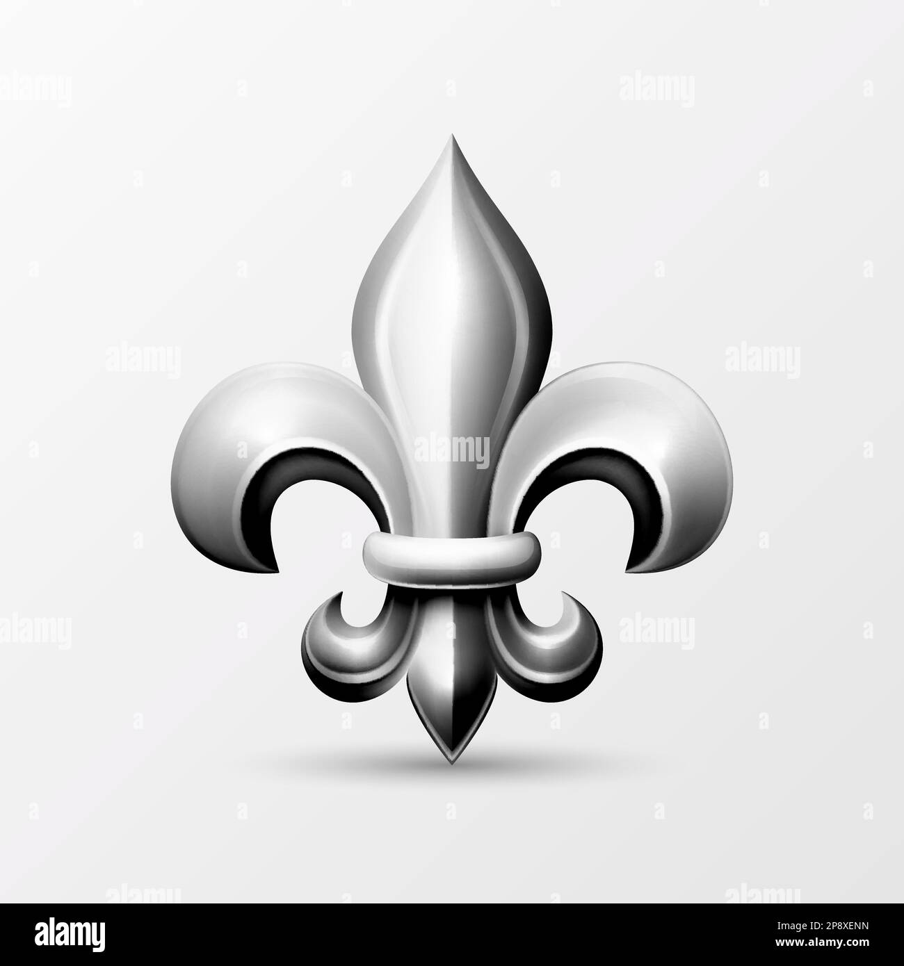 Vector 3d Realistic Gray Silver Fleur De Lis Icon Closeup Isolated on