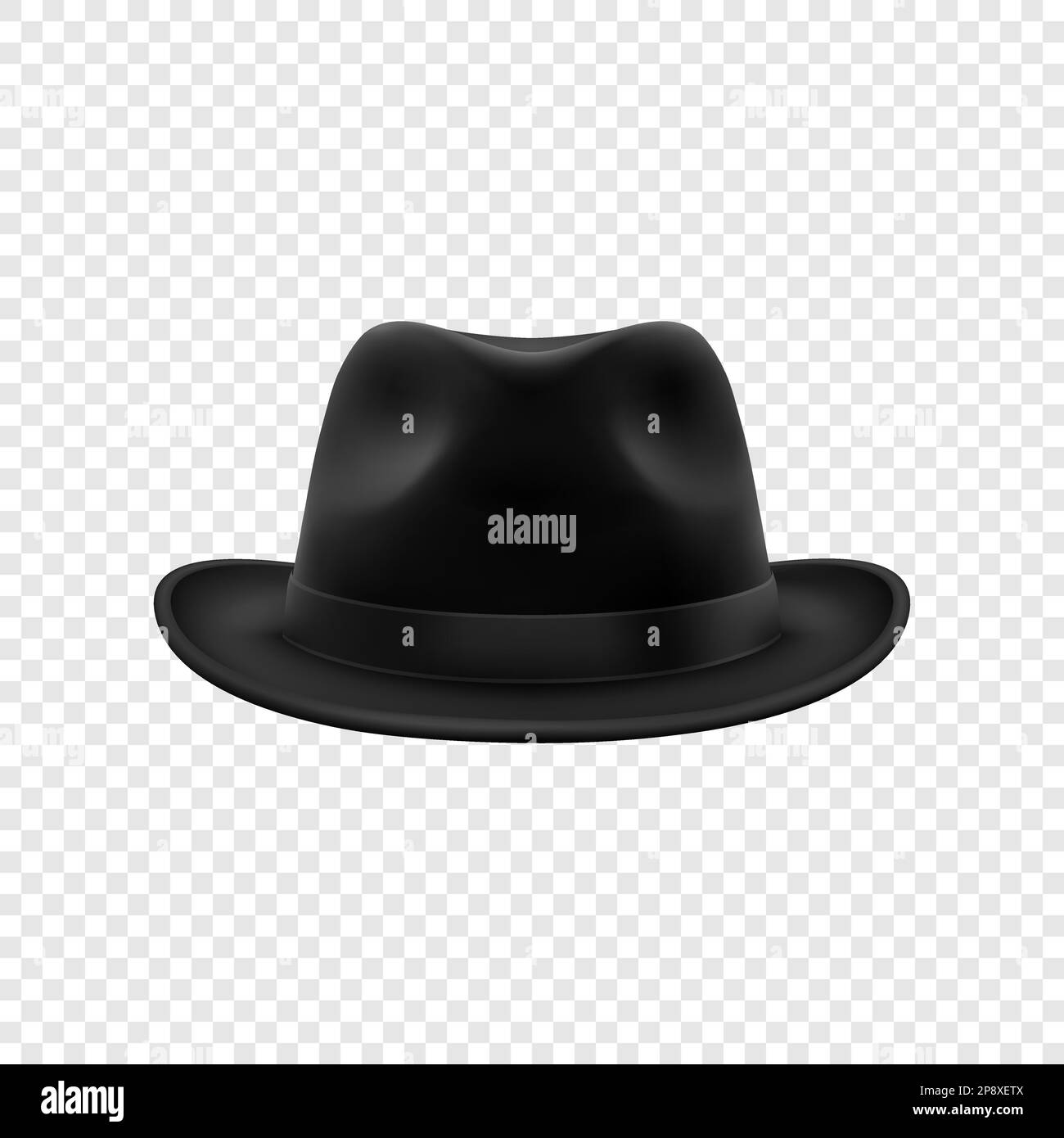 Vector 3d Realistic Black Vintage Classic Gentleman Hat, Cap Icon