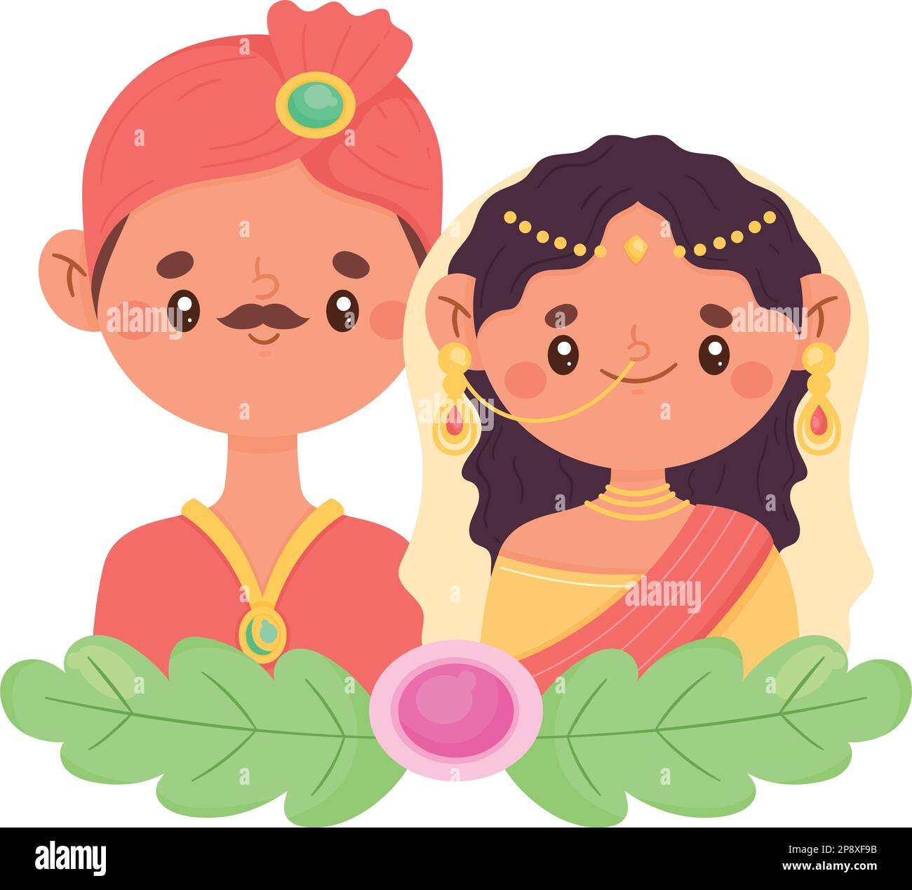 indian culture couple lovers with leafs Stock Vector Image & Art - Alamy