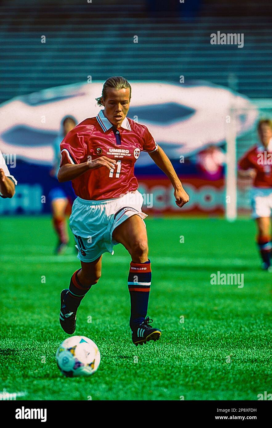Marianne Pettersen (NOR) during NOR vs RUS at the 1999 FIFA Women's World Cup Soccer. Stock Photo