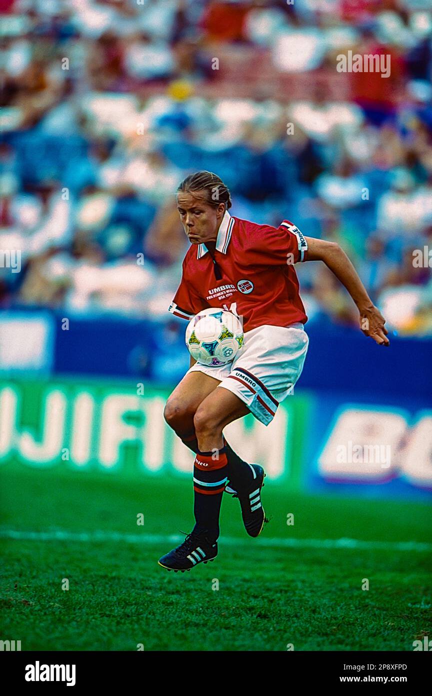 Marianne Pettersen (NOR) during NOR vs RUS at the 1999 FIFA Women's World Cup Soccer. Stock Photo