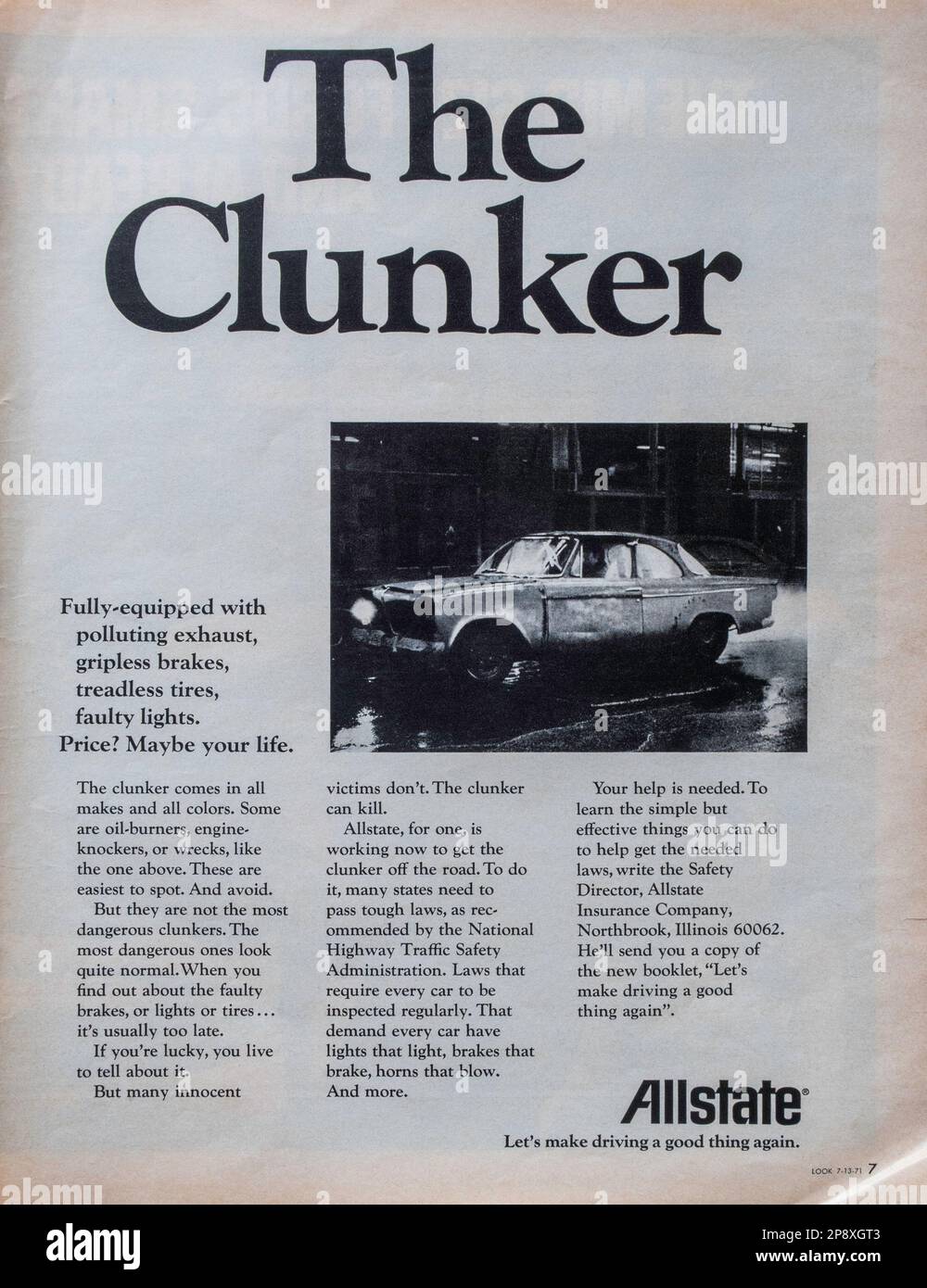 Vintage "Look" Magazine 13 July 1971 issue Advert, USA Stock Photo