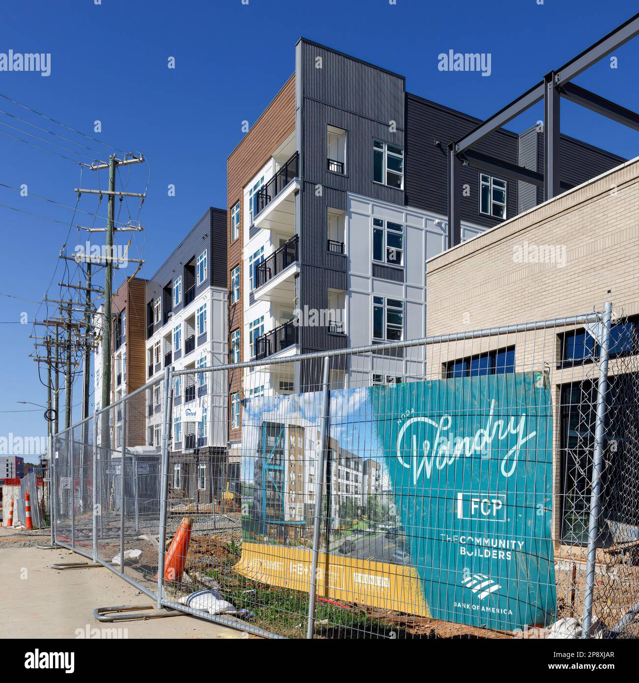 CHARLOTTE, NC5 MARCH 2023 NoDa District. Large apartment complex under construction by Wandry