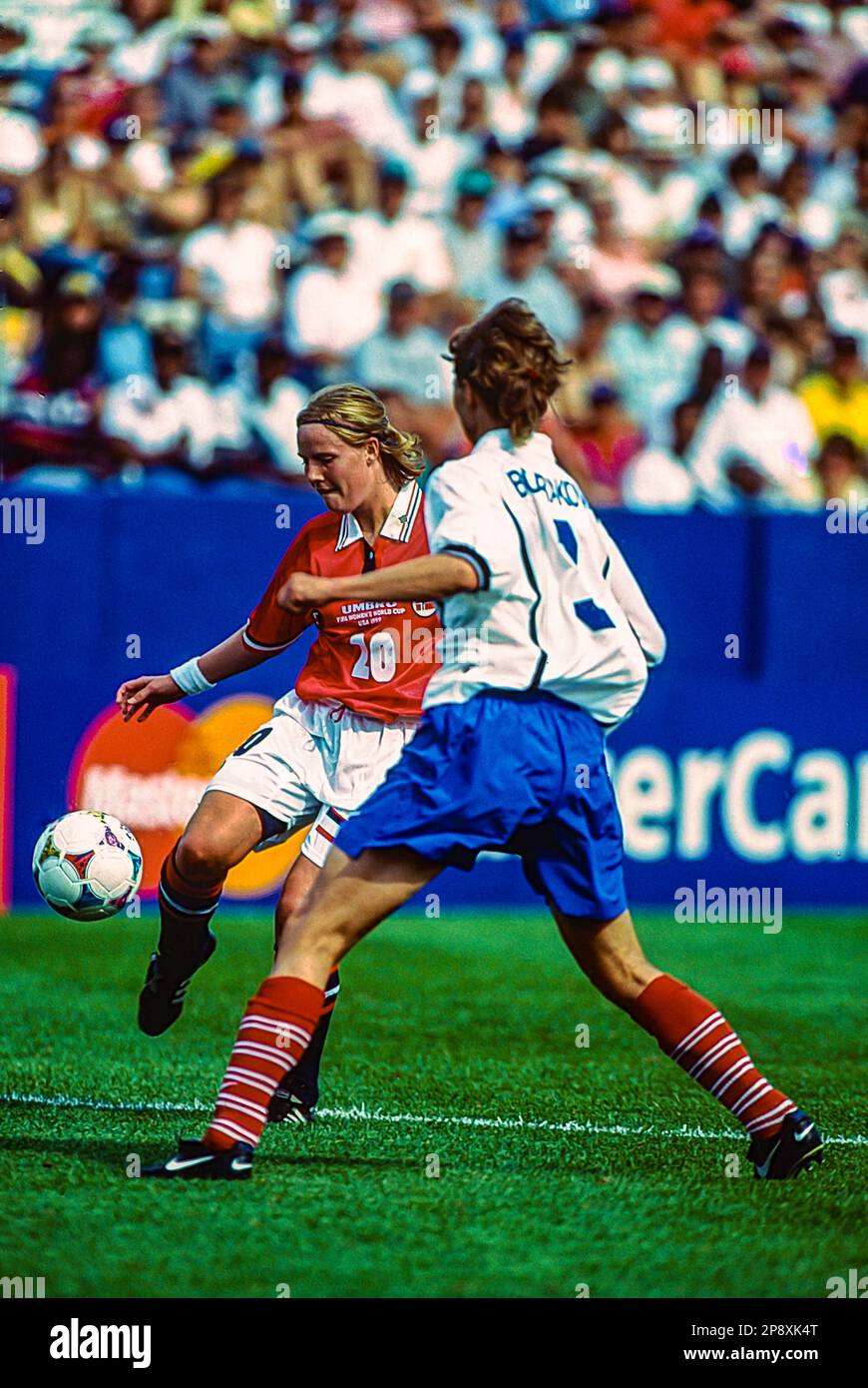 Marianne Pettersen (NOR) during NOR vs RUS at the 1999 FIFA Women's World Cup Soccer. Stock Photo