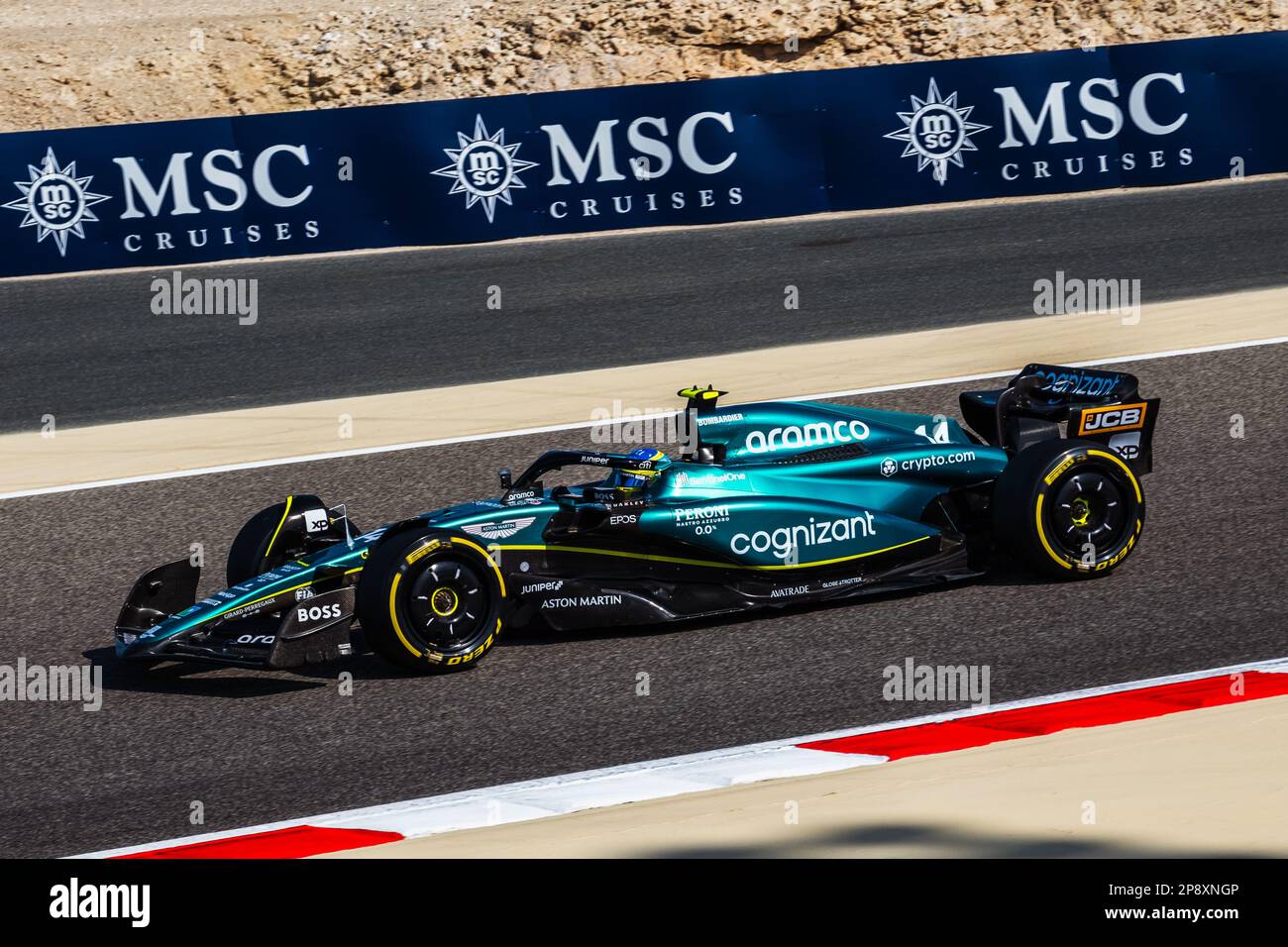 MANAMA, BAHRAIN, Sakhir circuit, 3. March 2023: #14, Fernando ALONSO, ESP, Aston Martin Formula 1 team, during the Bahrain Formula One Grand Prix at t Stock Photo