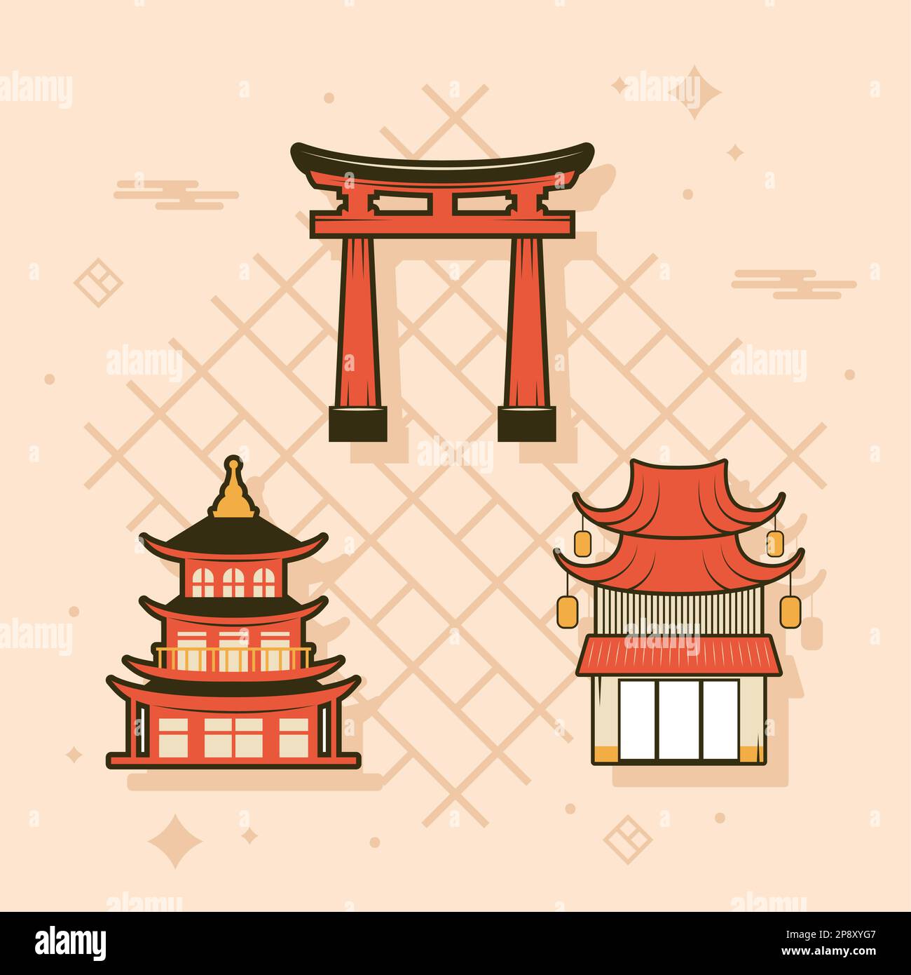 Japanese temples Stock Vector Images - Alamy