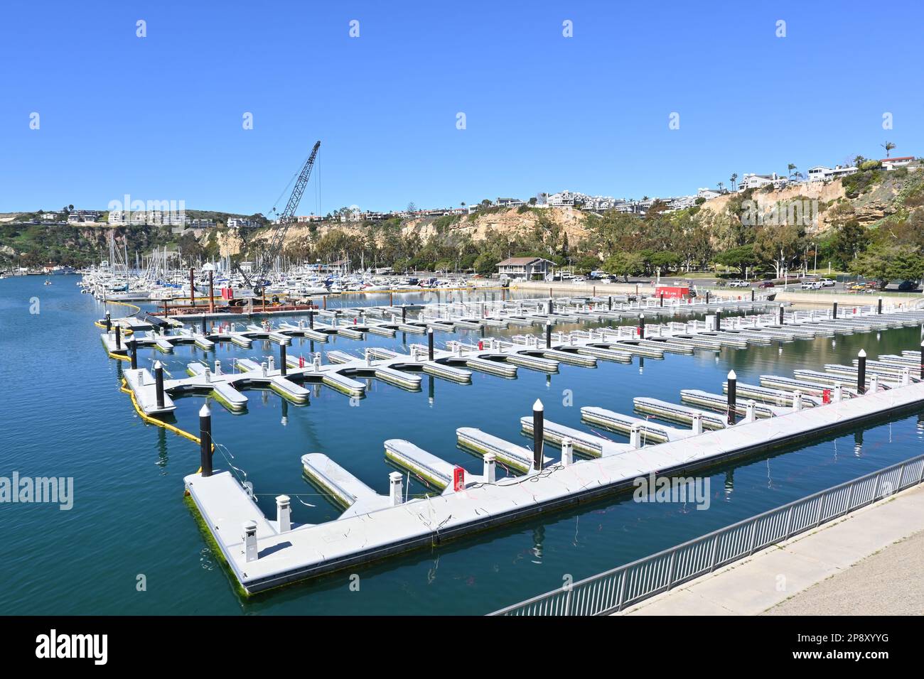 DANA POINT, CALIFORNIA 8 FEB 2023 Boat Slips undergoing repair in the Dana Point Marina Stock