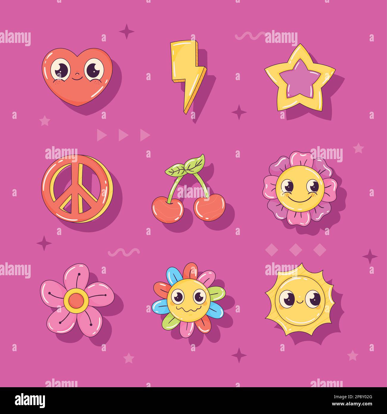 nine retro style set icons Stock Vector Image & Art - Alamy