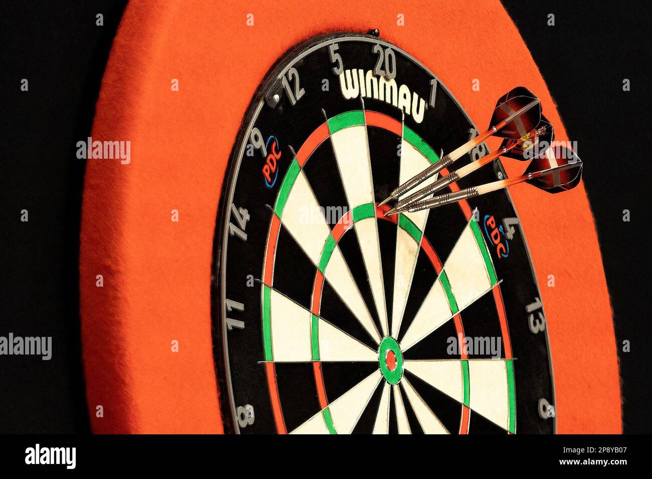 Michael Smith’s darts as he hits a 180 during the 2023 Cazoo PDC
