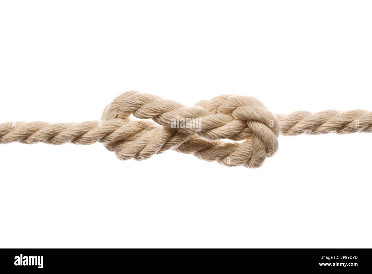 Cotton rope with knot on white background Stock Photo - Alamy