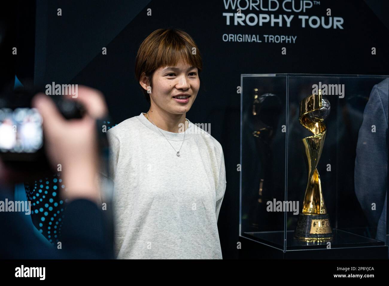 shanghai-china-9th-mar-2023-the-fifa-women-s-world-cup-trophy-is