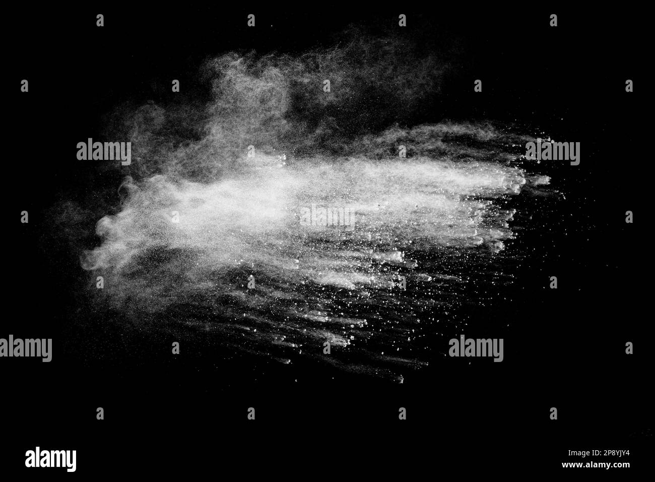 White powder explosion clouds.Freeze motion of white dust particles