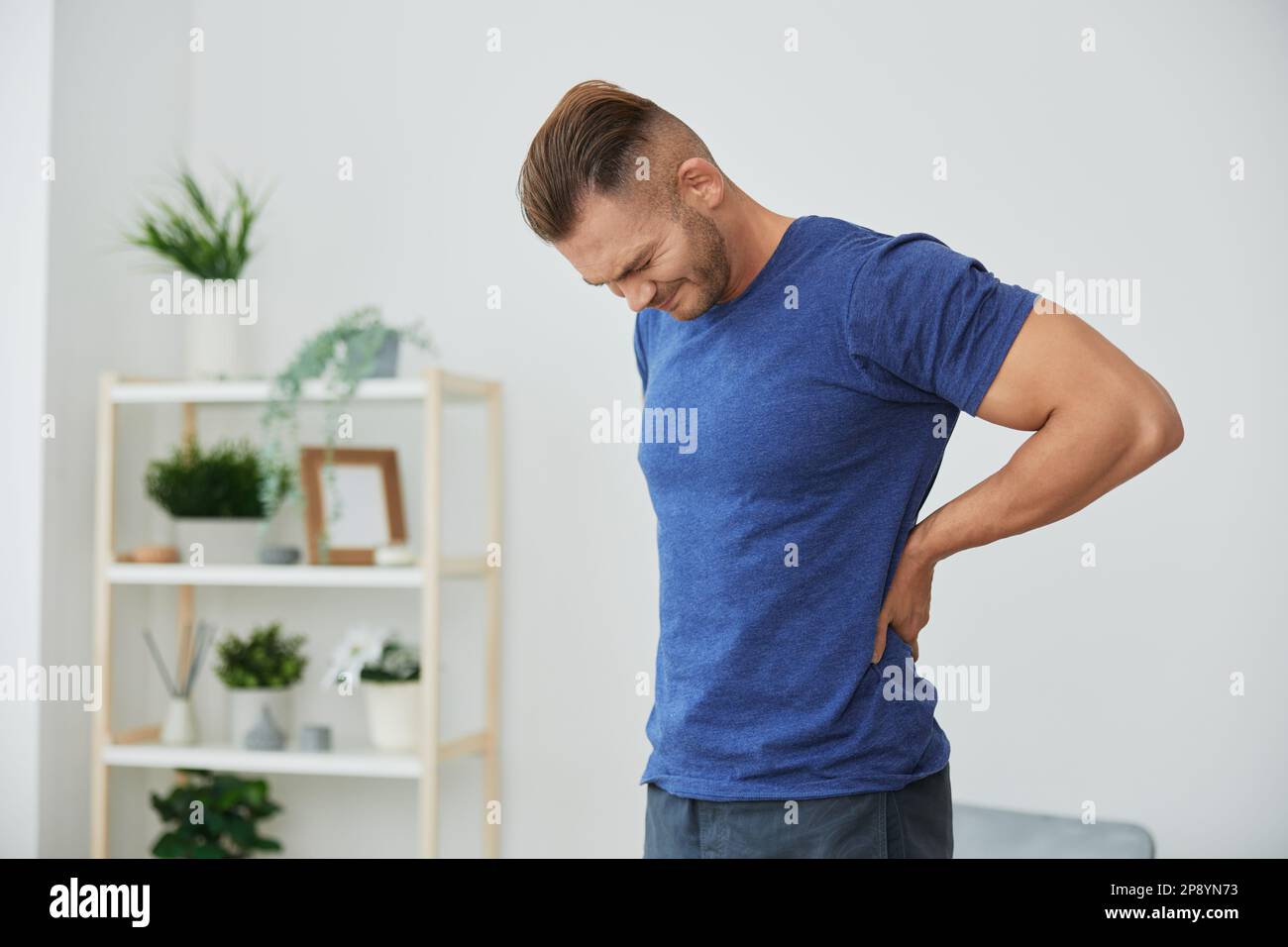 Man backache neck and shoulder pain, inflammation of muscles and