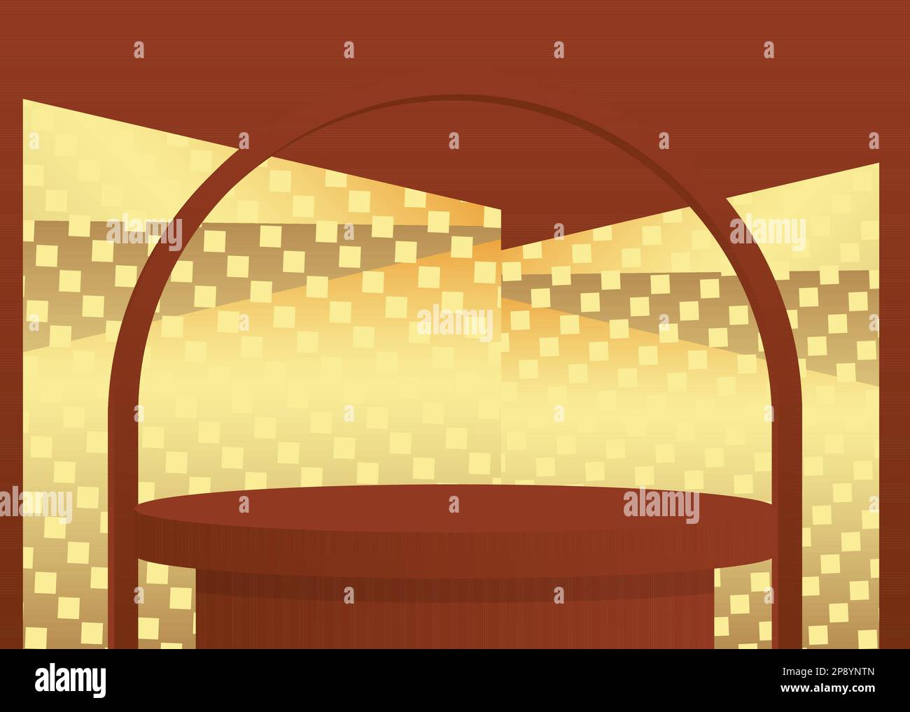 Brown and Gold cylinder pedestal podium. Abstract Mockup product