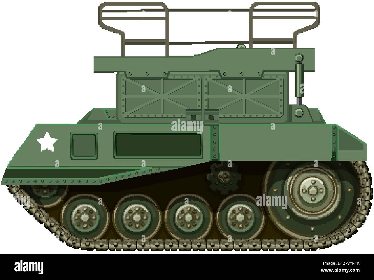 Green Military Tank on White Background illustration Stock Vector Image ...