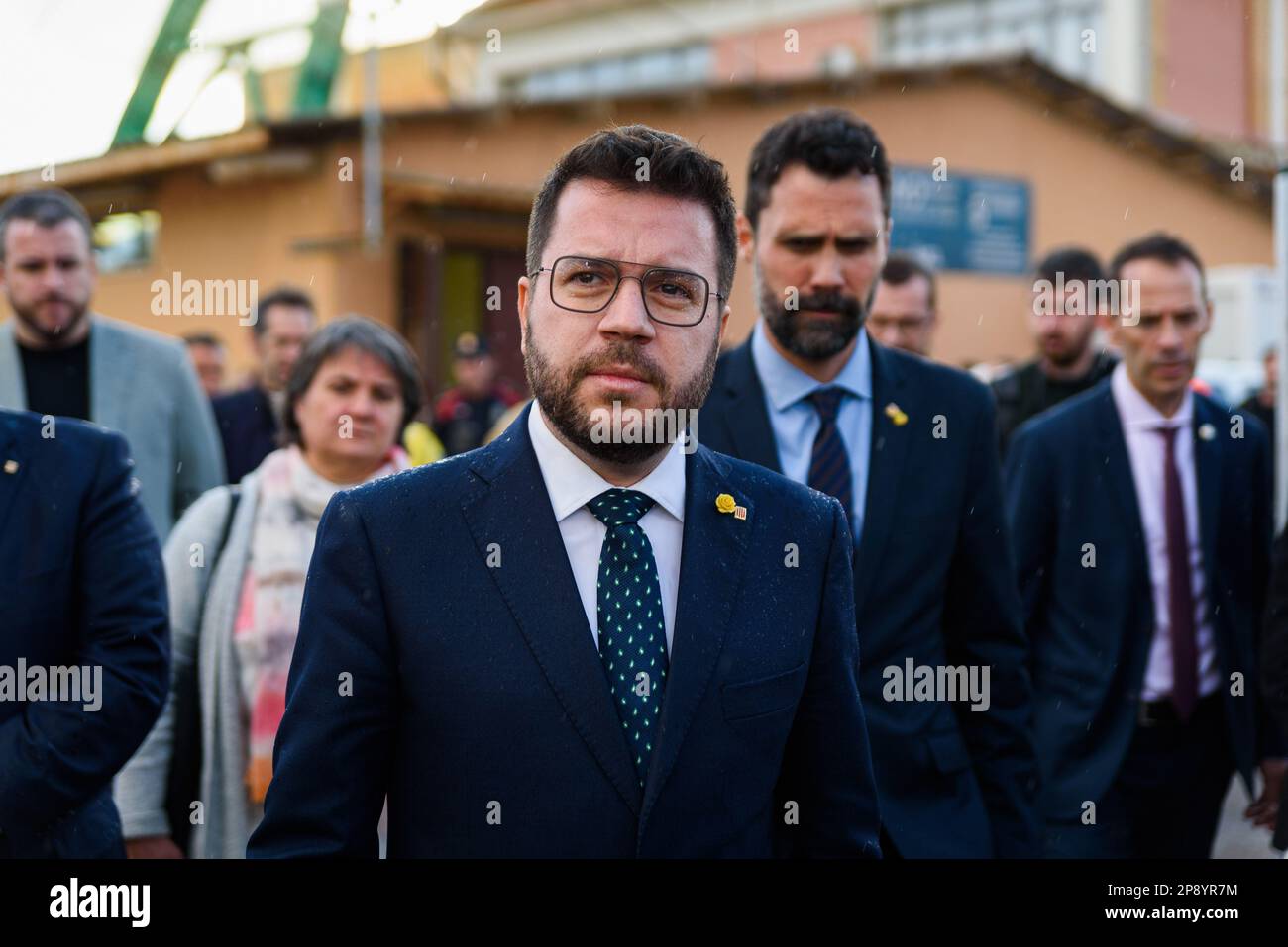 Barcelona, Spain. 09th Mar, 2023. President of the Catalan Generalitat Pere Aragones is seen at the premises of the Iberpotash, also known as Icl landmine, in Suria. Three mine workers died after a rockslide off a part of the potassium mine. Credit: SOPA Images Limited/Alamy Live News Stock Photo