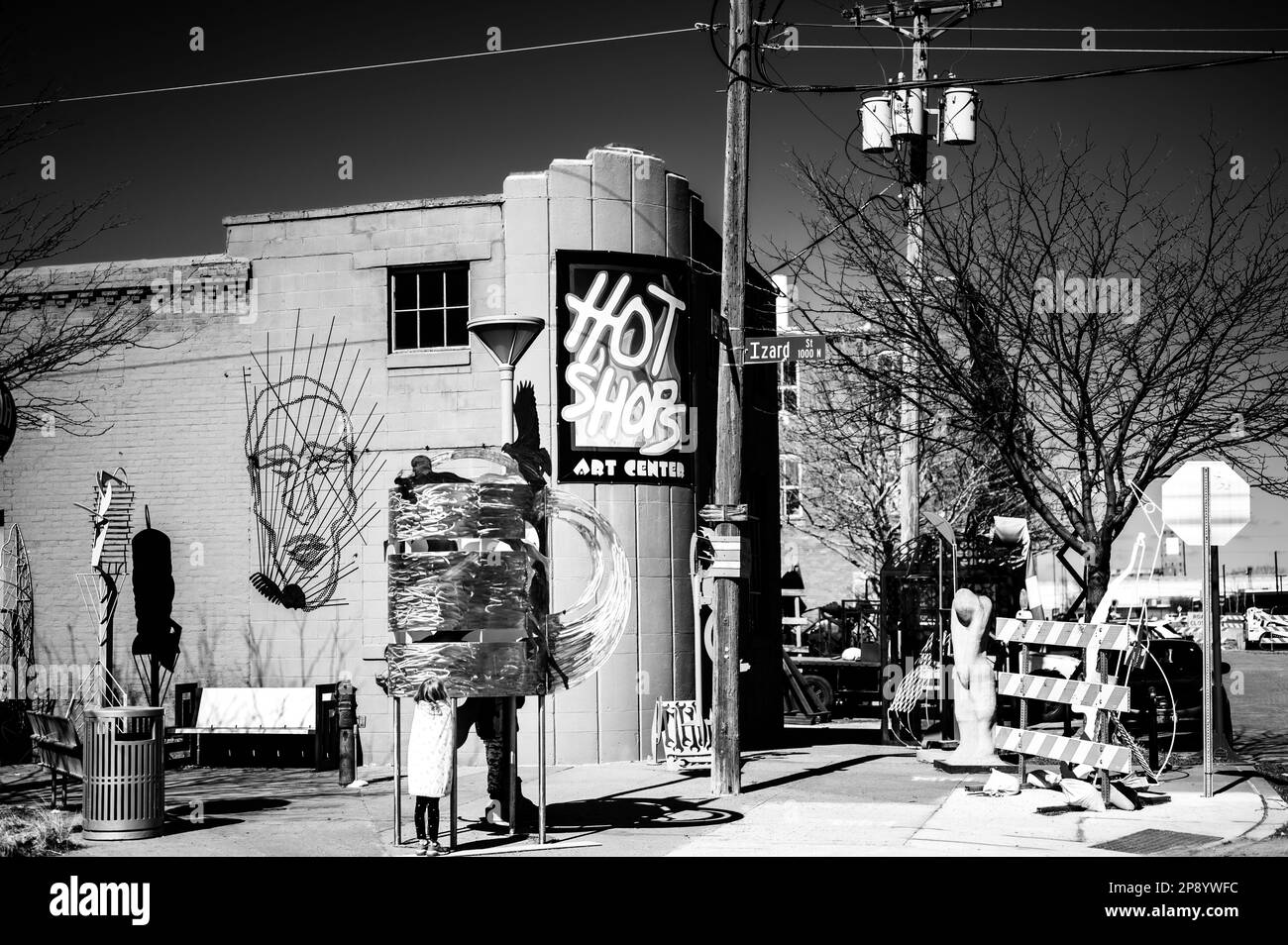 Omaha, Nebraska, USA 3.2023 Hot Shops entrance, a glass blowing and