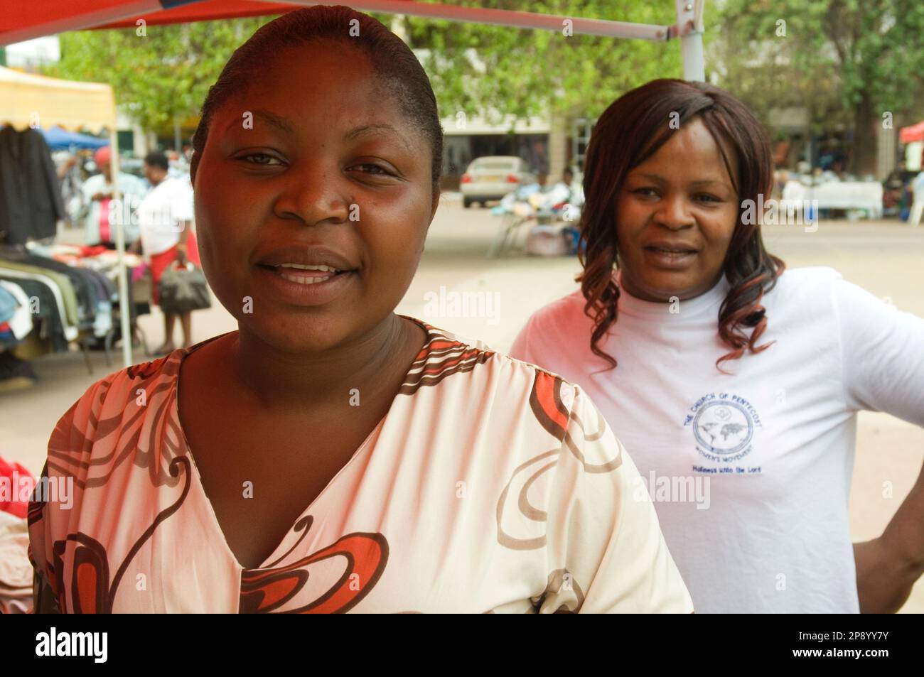 Clothing vendors at the Broadhurst Mall, Gaborone, Botswana Stock Photo