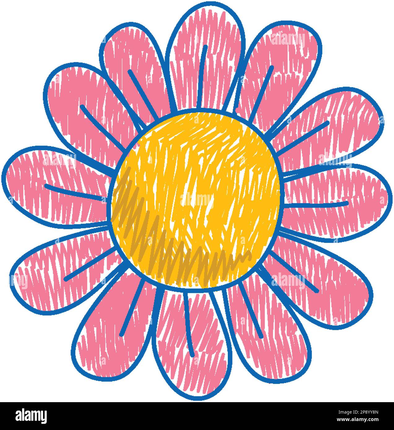 Flower in pencil colour sketch simple style illustration Stock Vector