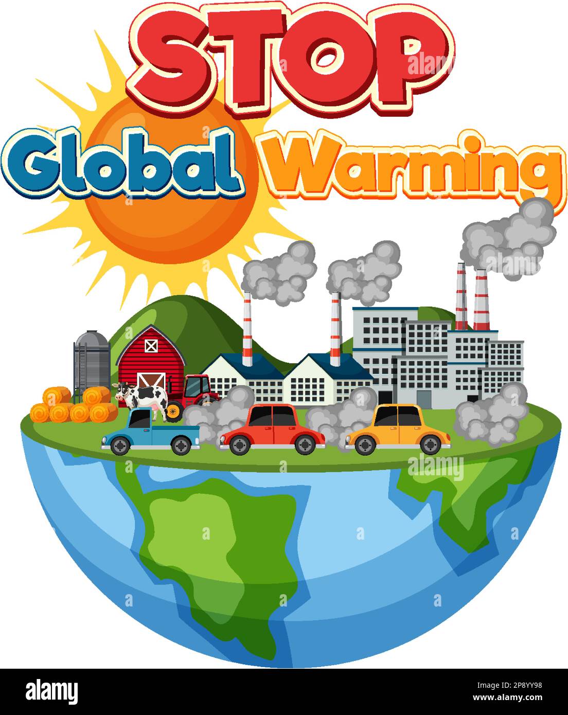 Stop global warming vector concept illustration Stock Vector Image ...