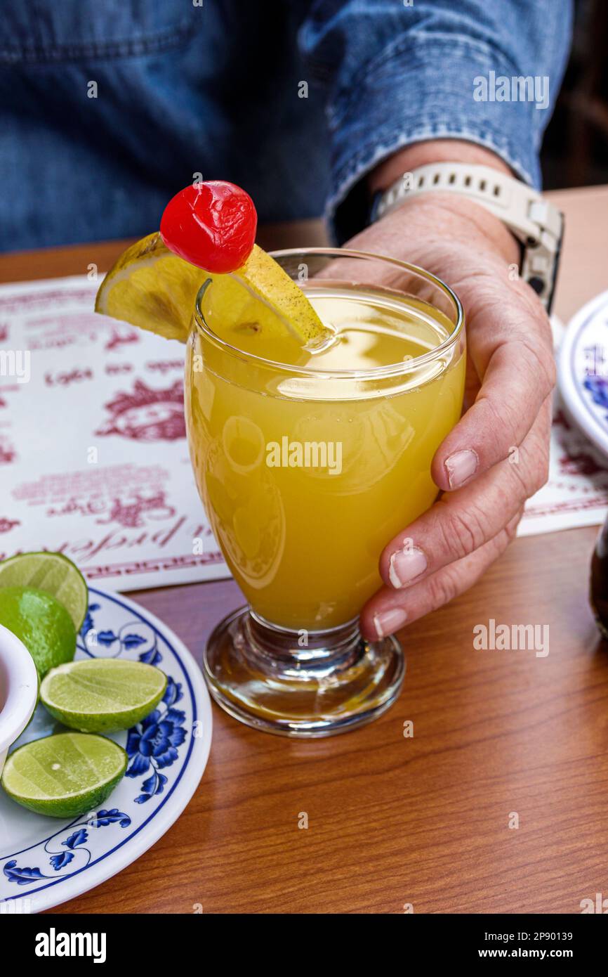 Mexico City,Barrio Chino Chinatown,fruit drink cocktail,slice orange