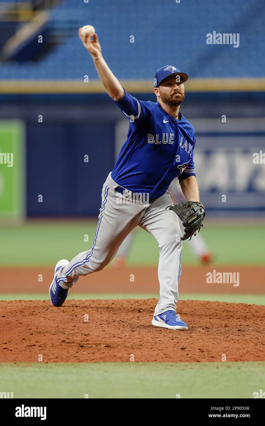 Toronto Blue Jays relief pitcher Nate Pearson (24) delivers a pitch during  an MLB spring training game against the Tampa Bay Rays at Tropicana Field  Stock Photo - Alamy