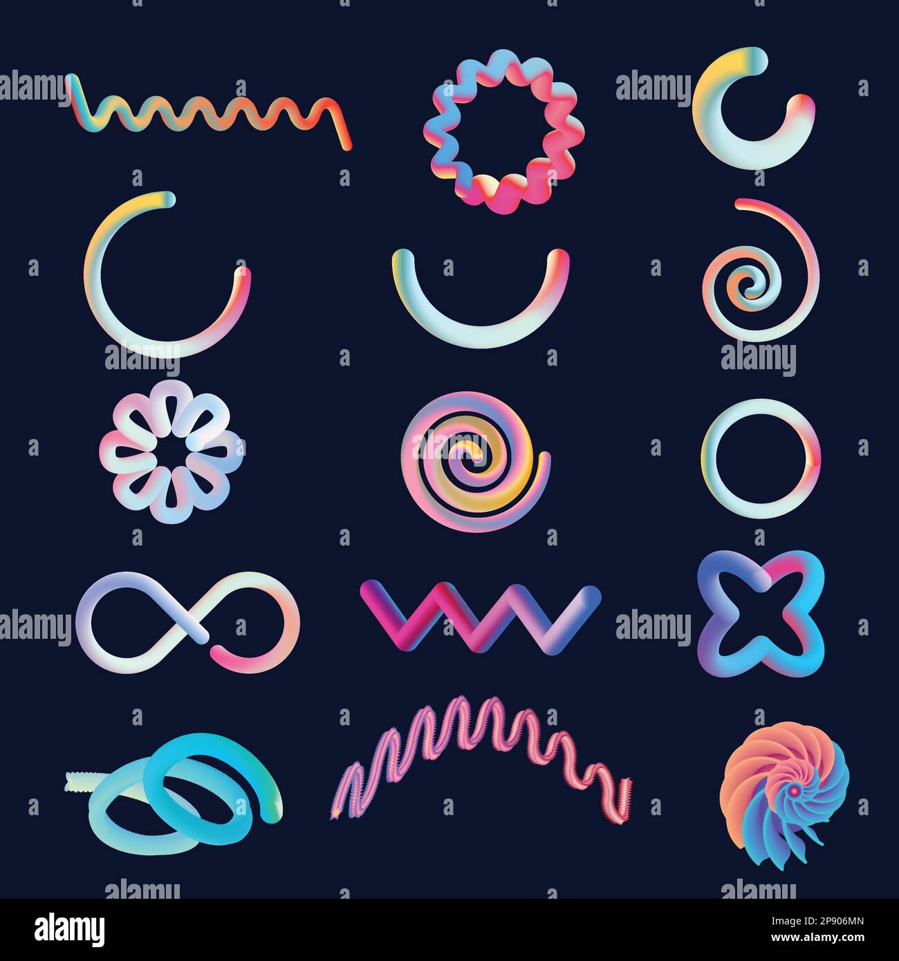 Abstract 3D gradient elements graphic. Stock Vector