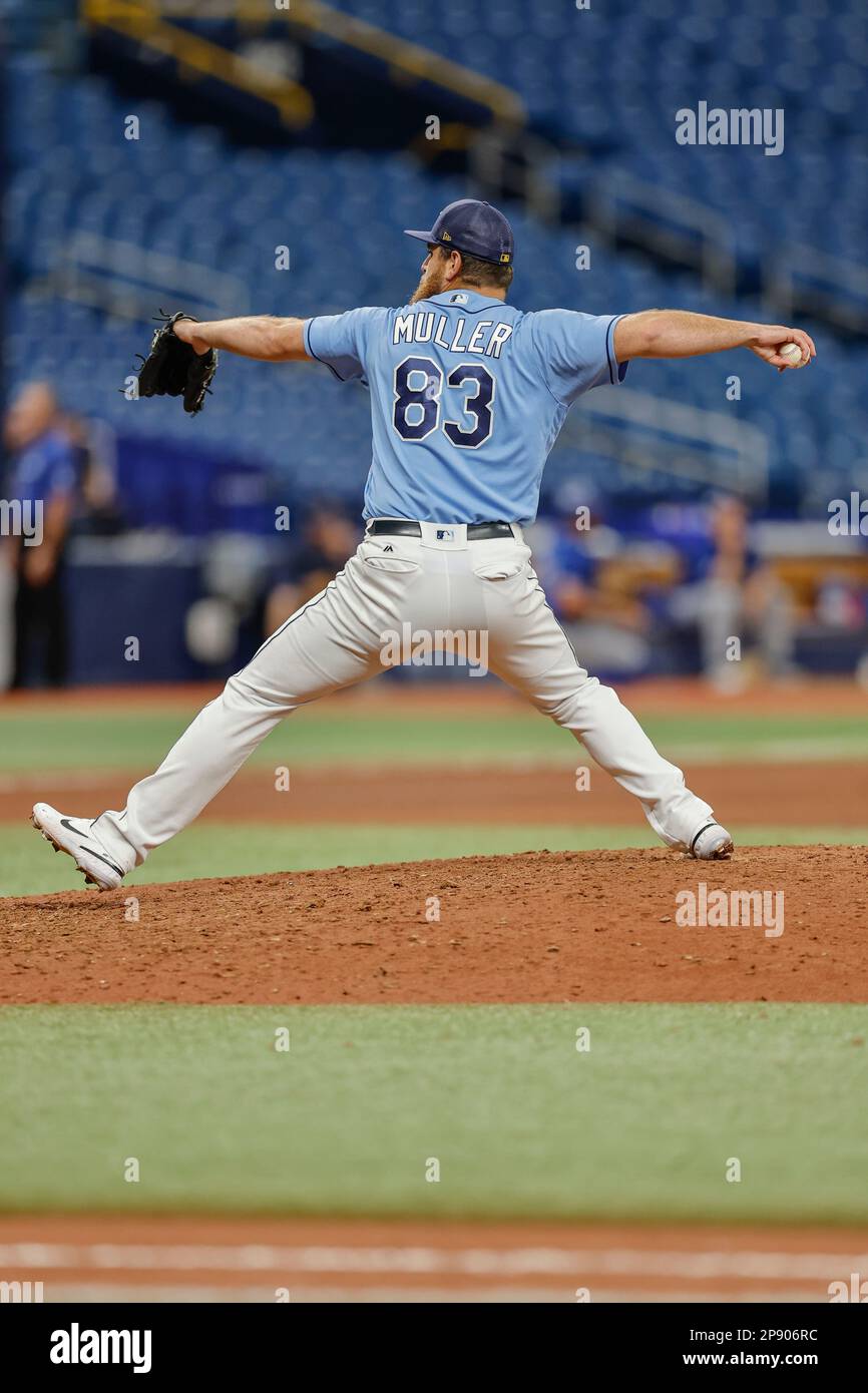 St. Petersburg, USA. 09th Mar, 2022. Tampa Bay Rays outfielder Niko  Hulsizer (76) claps the win after an MLB spring training game against the  Toronto Blue Jays at Tropicana Field., Thursday, Mar.