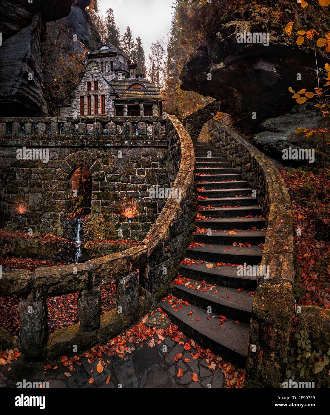 Hresko, Czech Republic Lovely curvy stone steps and stone cottage in