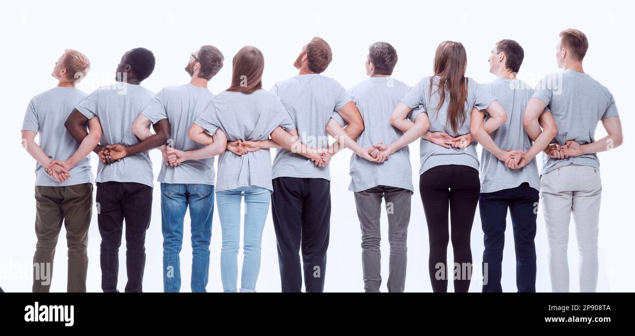 rear view. a large group of motivated young people Stock Photo - Alamy