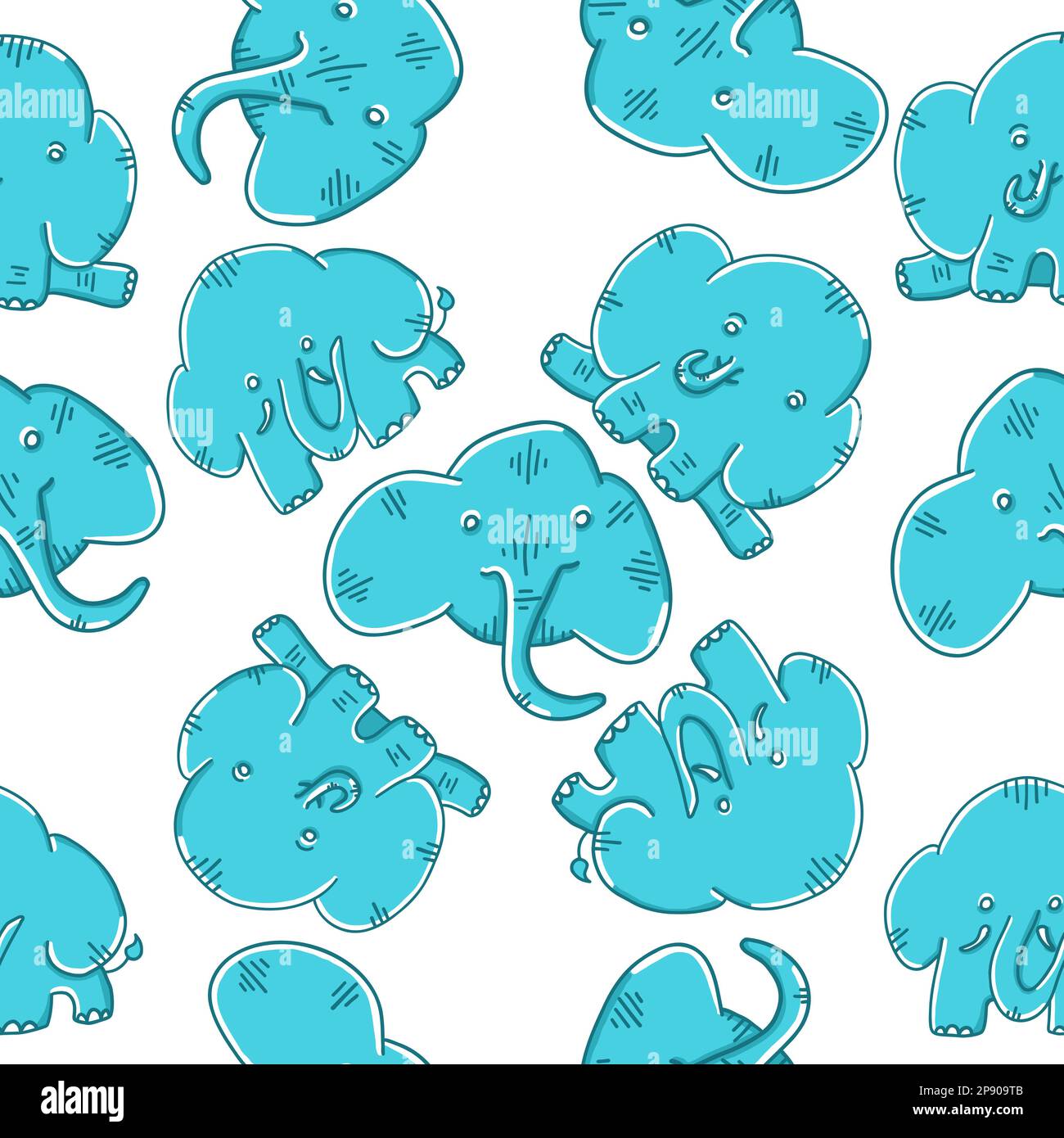 Elephants seamless pattern. Vector illustration in cartoon flat style ...