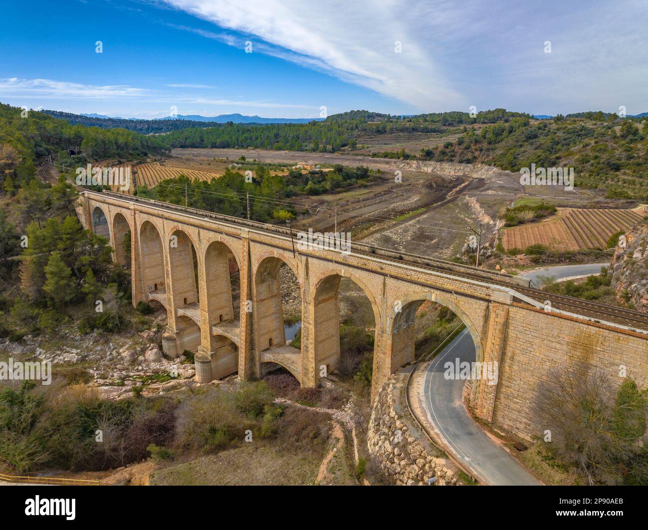 Renfe R15 railway bridge near Capçanes at the tail of the Guiamets