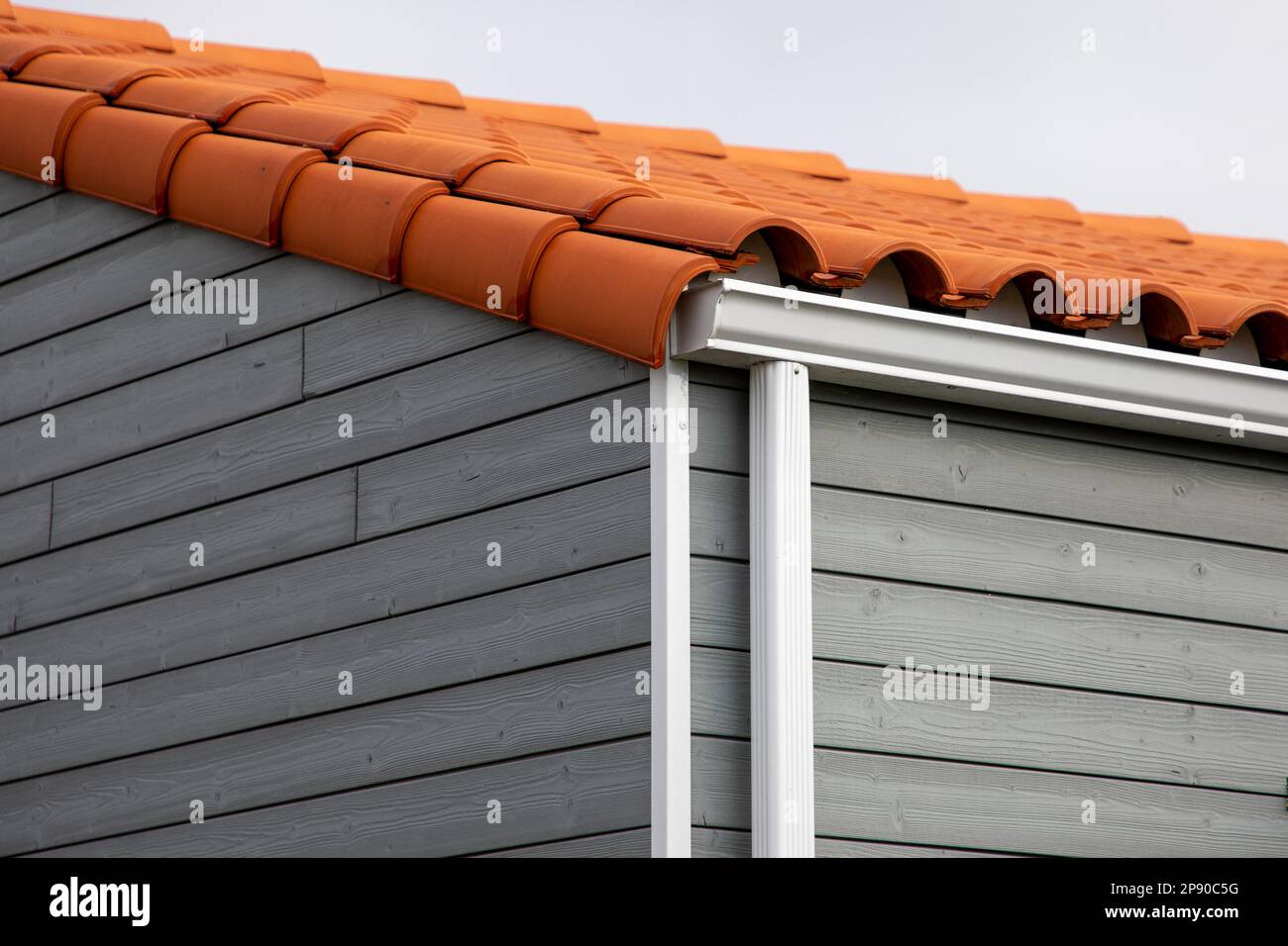 white gutter guard system fascia drip edge on single grey wooden family