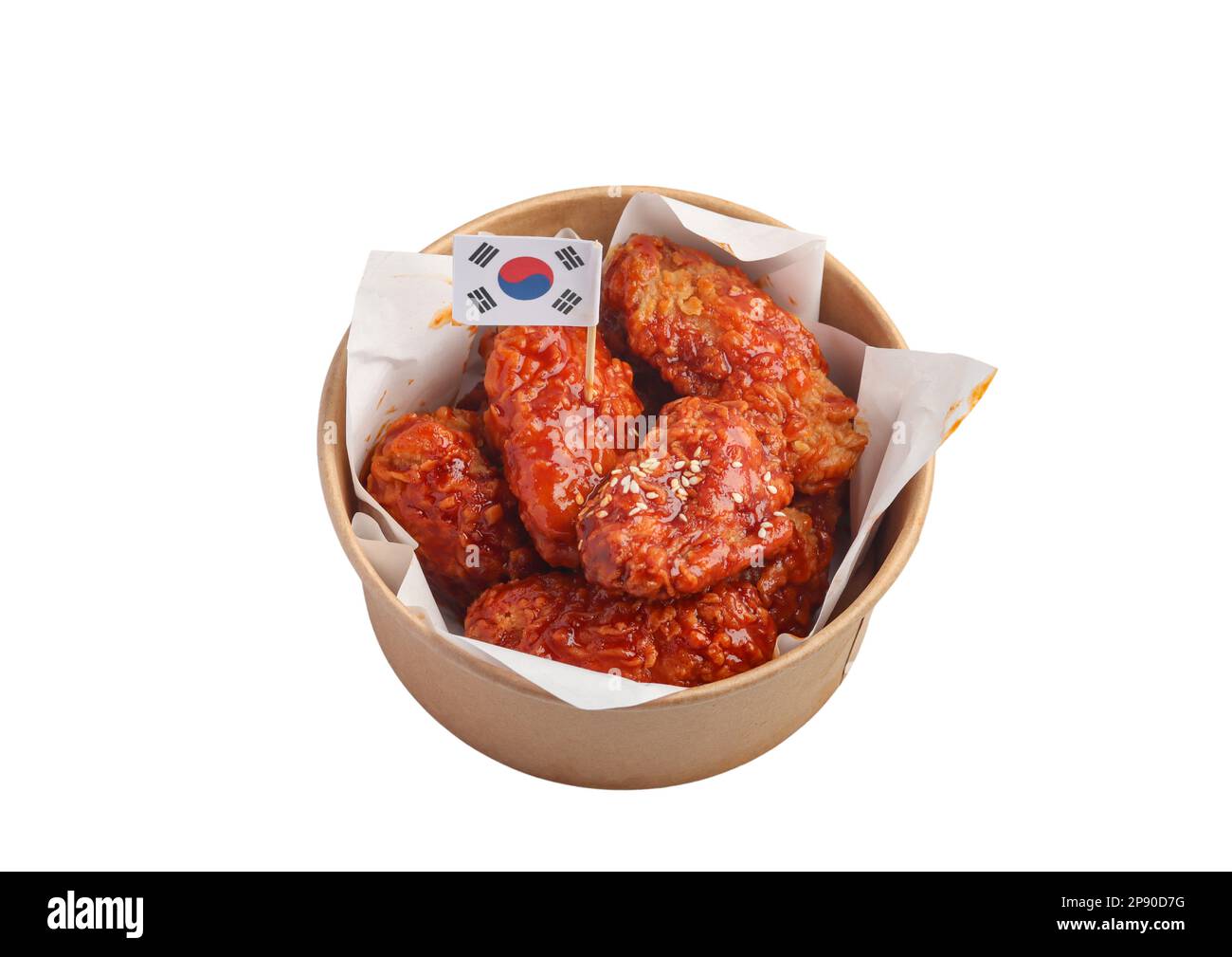 Spicy Korean Sauce Chicken on White Background Stock Photo - Alamy