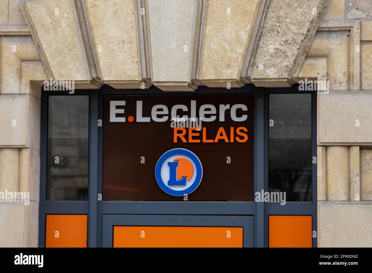 Bordeaux , Aquitaine France 03 05 2023 E.leclerc relais text brand