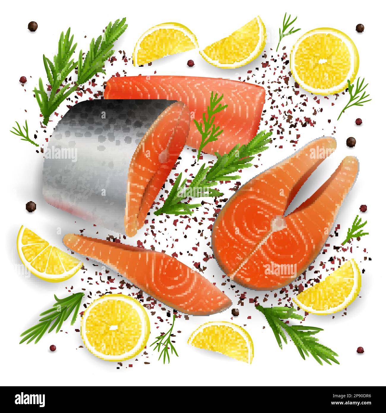 Salmon red fish, vector 3d realistic illustration Stock Vector Image ...