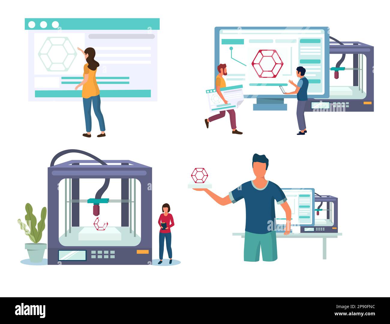 3D printing industry vector concept for web banner, website page Stock Vector