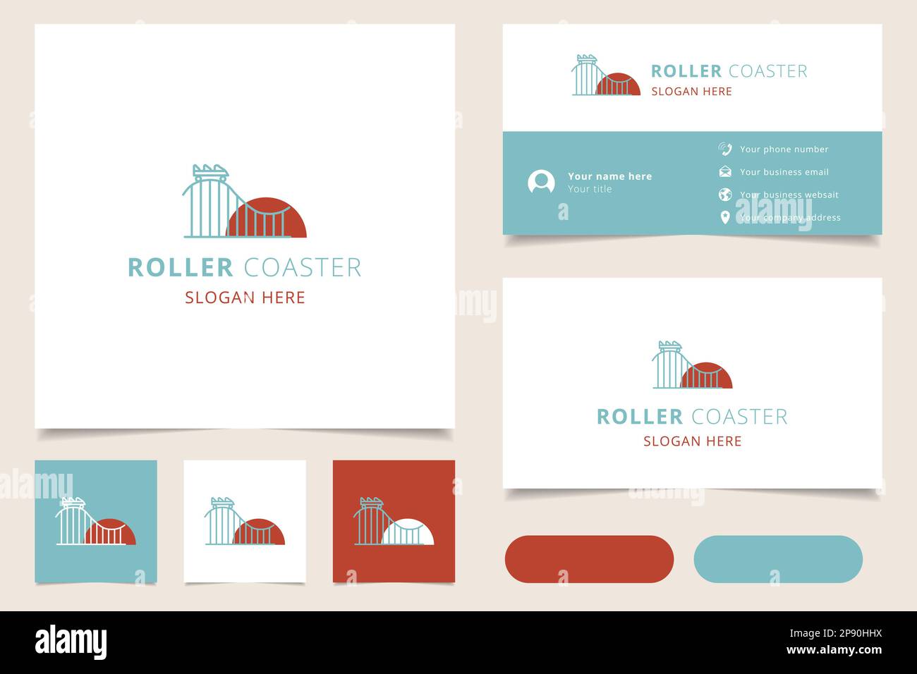 Roller coaster logo design with editable slogan. Branding book and