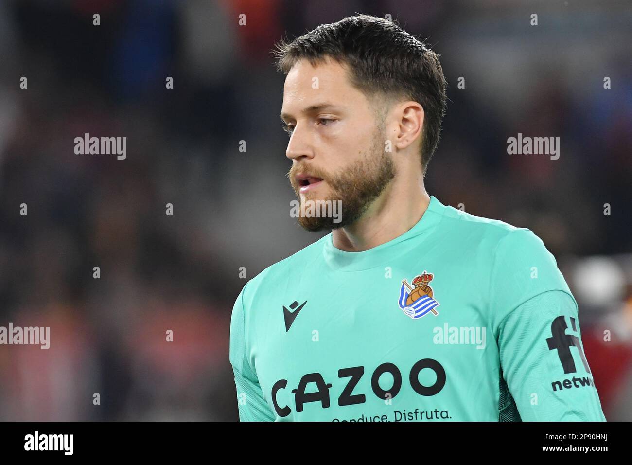 Rome, Lazio. 09th Mar, 2023. Alejandro Remiro of Real Sociedad during the Uefa Europa League match AS Roma v Real Sociedad at Olimpico stadium in Rome, Italy, 09th March 2023. Fotografo01 Credit: Independent Photo Agency/Alamy Live News Stock Photo