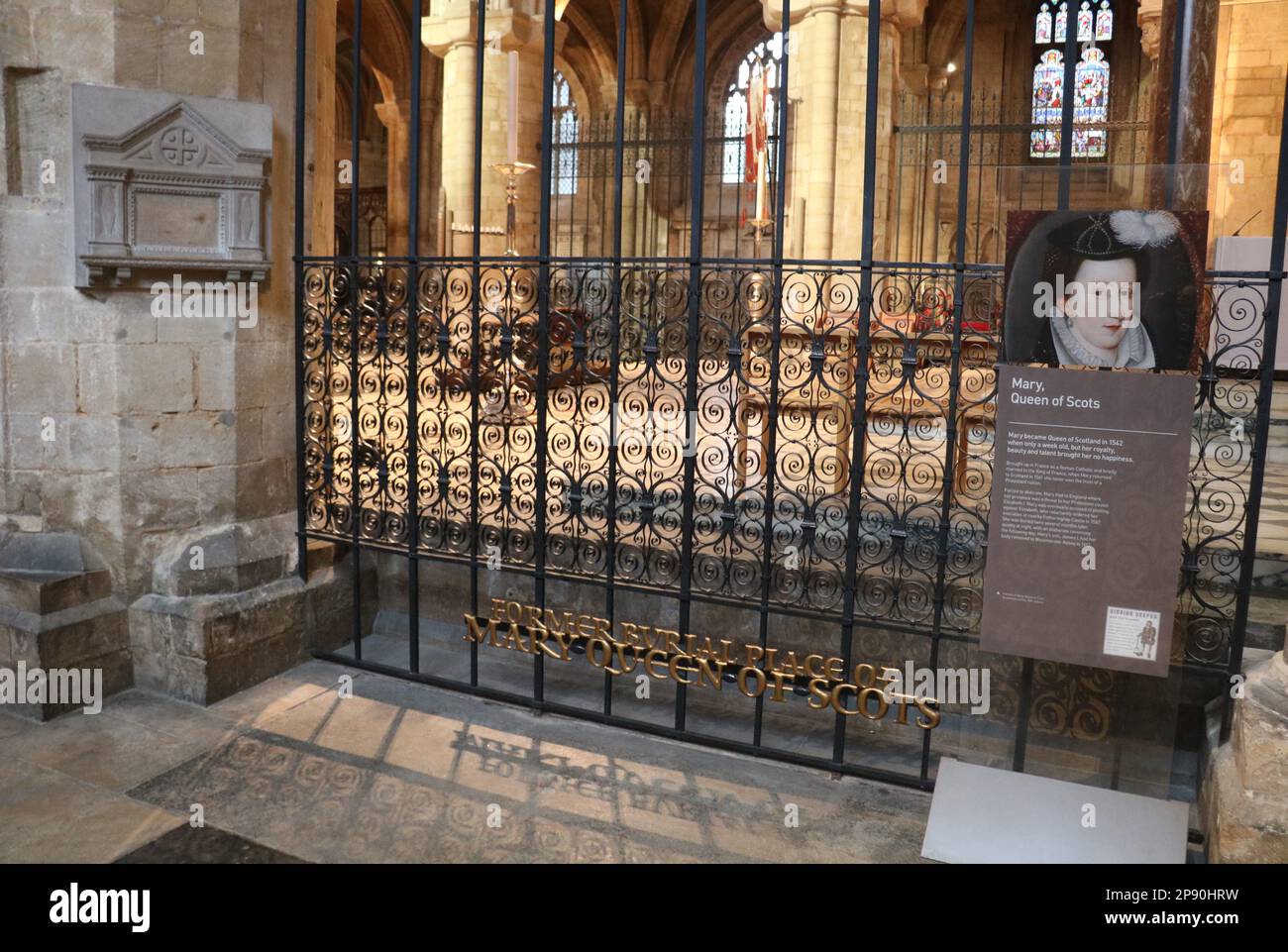 The former grave of Mary, Queen of Scots at Peterborough Cathedral