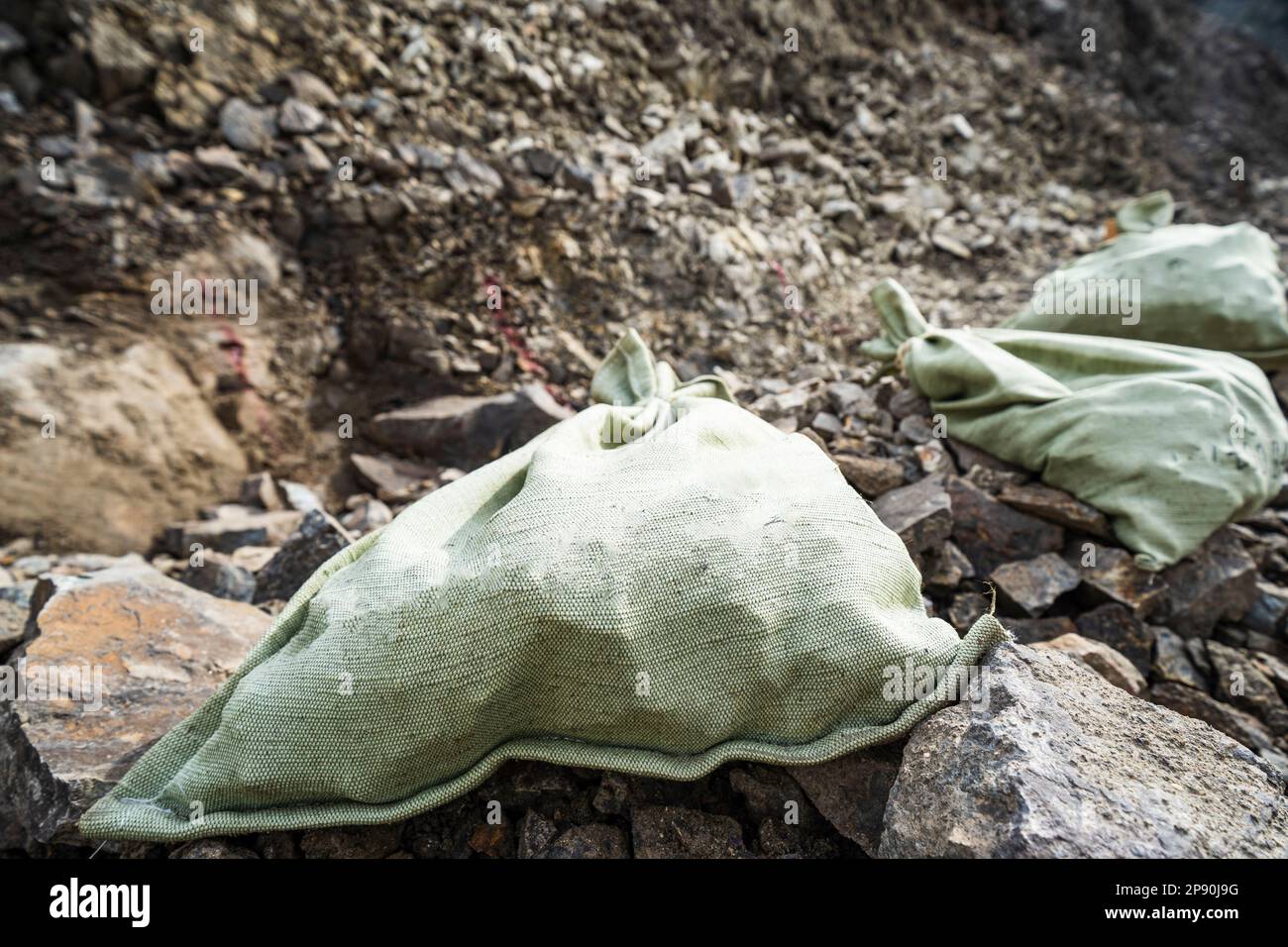 Soil Test. Agronomist putting soil with garden shovel in soil sample