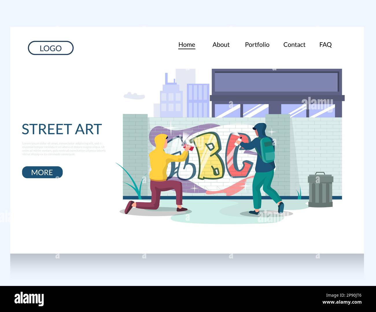 Street art vector website landing page design template Stock Vector